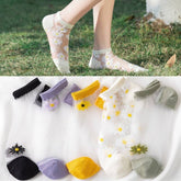 Korean Style Daisy Flower Transparent Socks (10 Pcs)