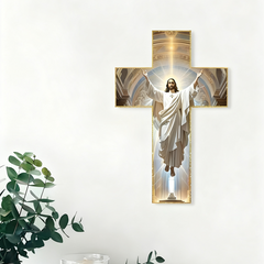 ✝️ ✨ Retro Jesus Christ Wall Cross Decor - Vintage Wooden Design with Faith Symbolism for Spiritual Home Accent 🌟🕊️