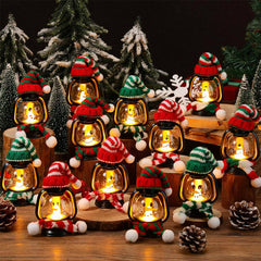 Christmas Decoration Mini Snowman Lantern with Hats and Scarves