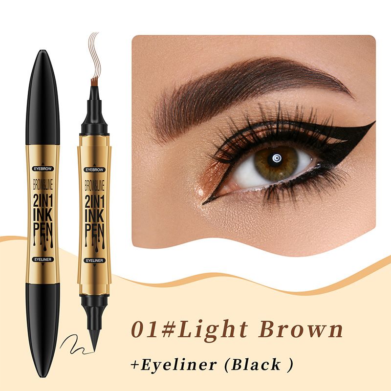 2-in-1 Waterproof Magic 4-fork Eyebrow Pen & Eyeliner-13