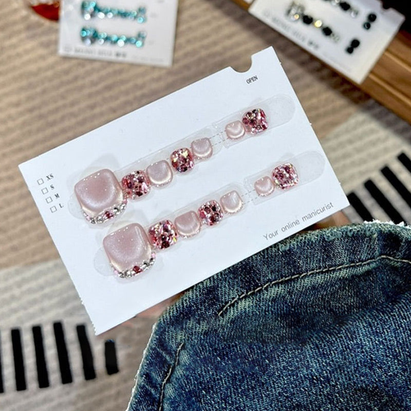 14 Sheets Square Press on Toenails-12