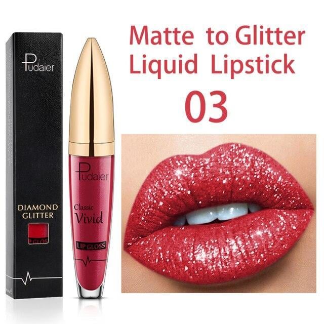 🔥Last Day Sale  55% OFF - Diamond Lip Gloss Matte To Glitter Liquid Lipstick🎁