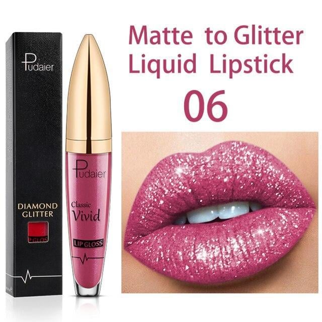 🔥Last Day Sale  55% OFF - Diamond Lip Gloss Matte To Glitter Liquid Lipstick🎁