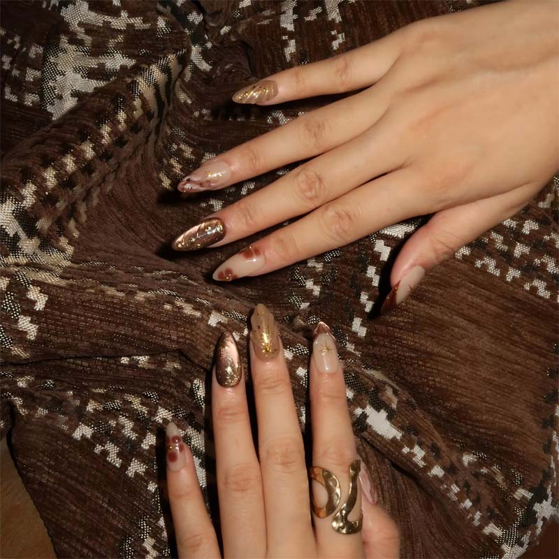 30 PCS Handcrafted Almond Press-On Nails Set